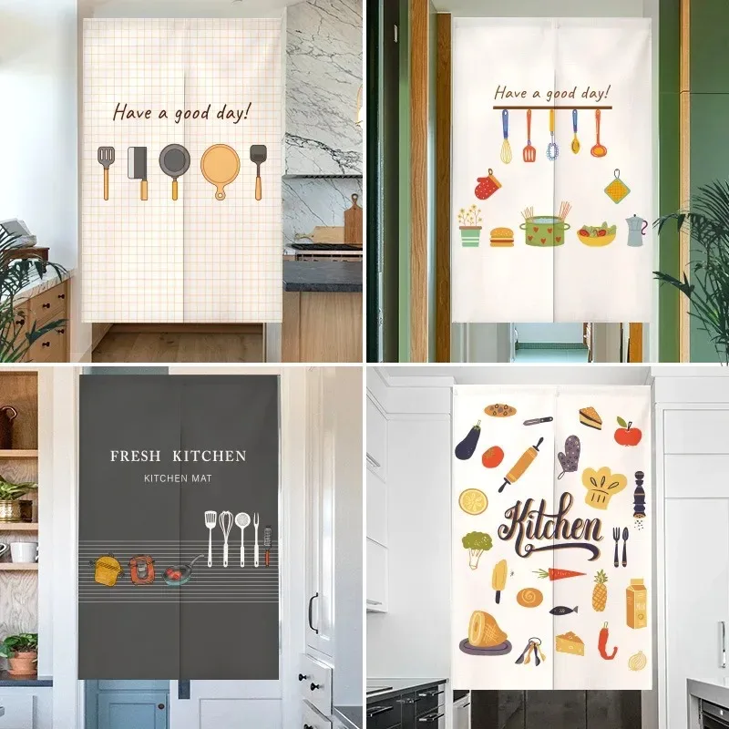 VIKAMA Half-Height Kitchen Curtain, “Have a Wonderful Day” Slogan Room Divider, Kitchen Entry Curtain, No-Drill Room Divider