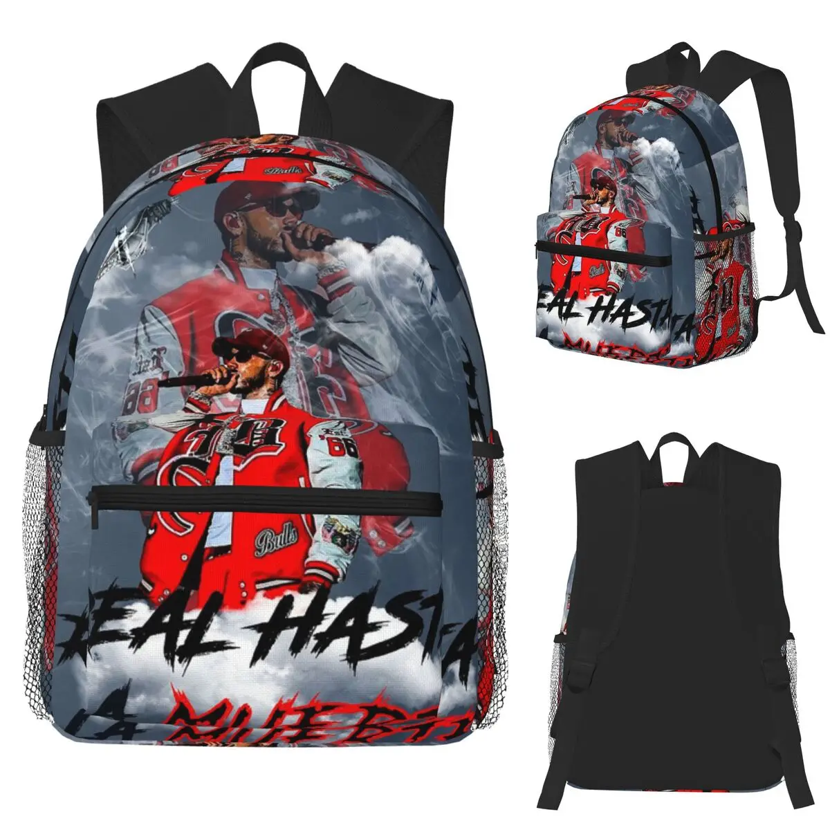 

Fashion Hot Rapper Anuel AA Student Backpack School Bag Hiking Travel Daypack for Boys Girls Fashion Bookbag Shoulder Bags