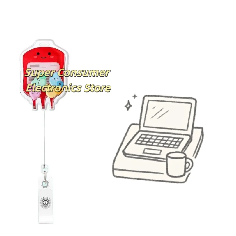 360 Degree Rotating Cartoon Medical Badge Reel Retractable Acrylic Shaker ID Holder for School Students Teachers
