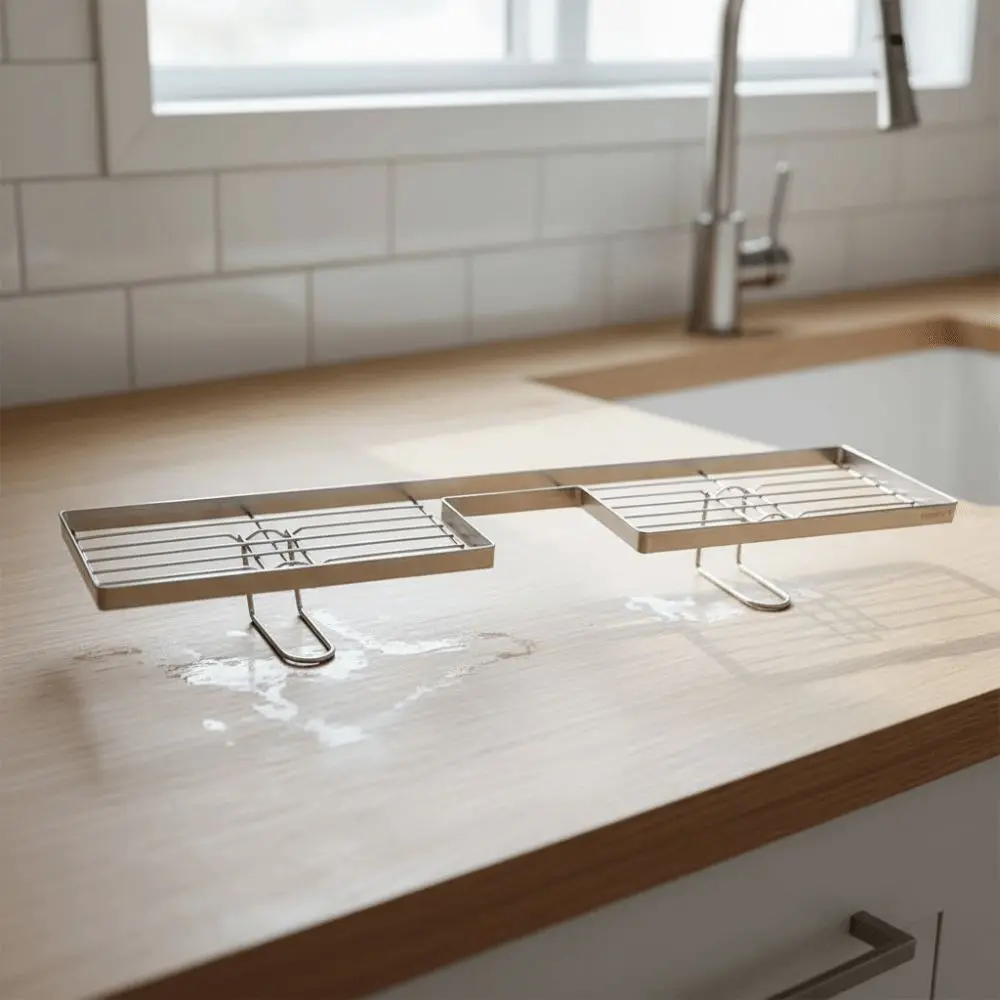 Stainless Steel Bathroom Counter Shelf Hollow Out Anti Slip Sink Storage Rack Integrated Sink Stable Faucet Sink Drying Shelf
