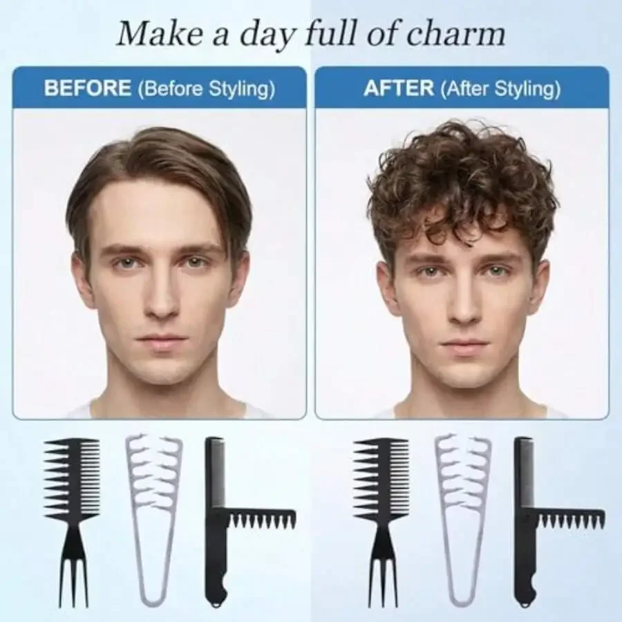 

3pcs Hair Styling Comb Set For Men Volume Lift Fringe Parting Plastic Texture Comb