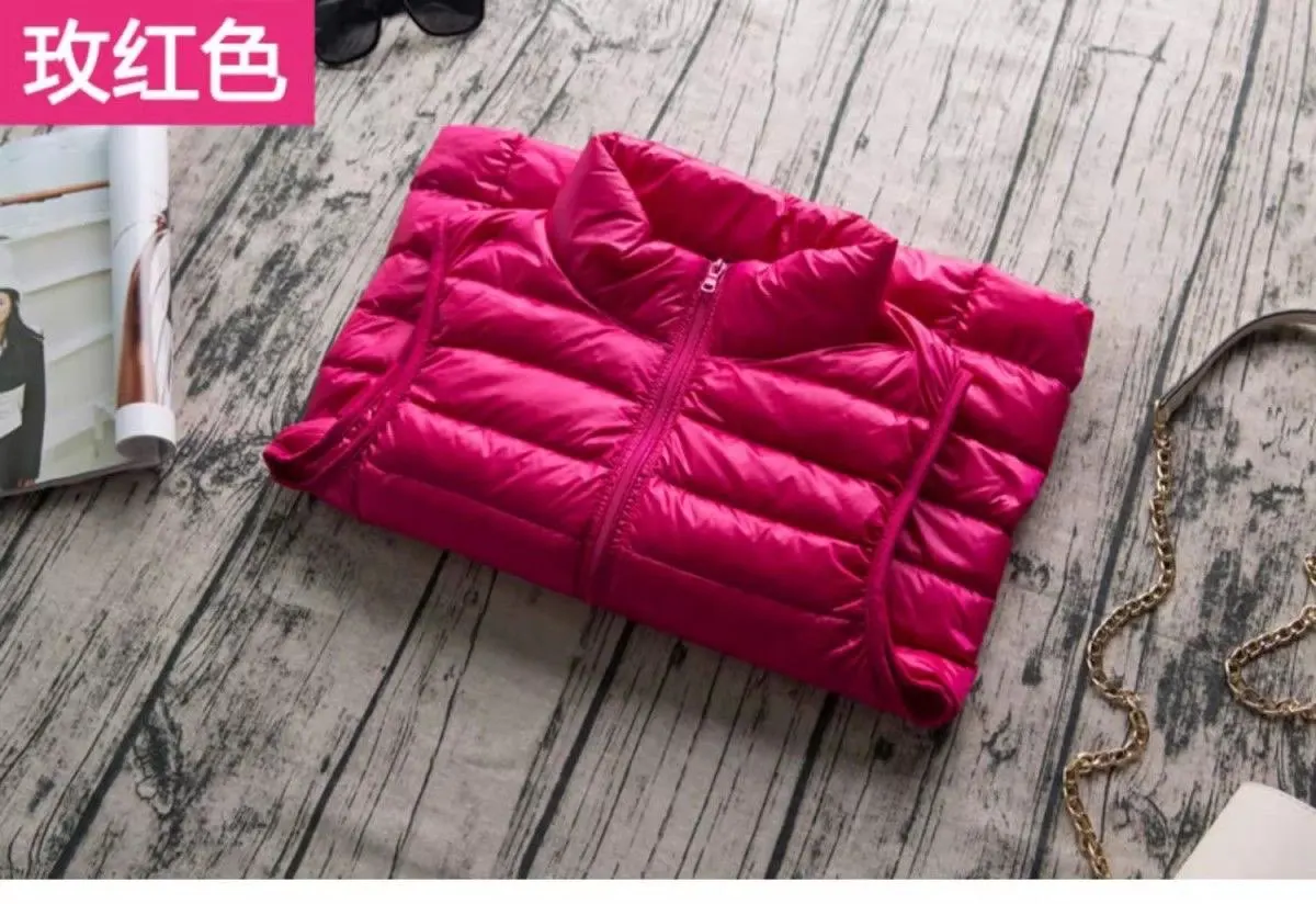 Spring Autumn Women Lightweight Puffer Jacket White Duck Down Vest Warm Winter Slim Sleeveless Waistcoat Female Portable Outwear