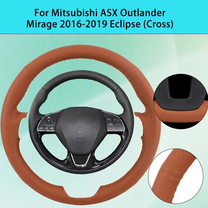

Custom Artificial Leather Car Steering Wheel Cover For Mitsubishi ASX Outlander Mirage 2016-2019 Eclipse (Cross) Automotive
