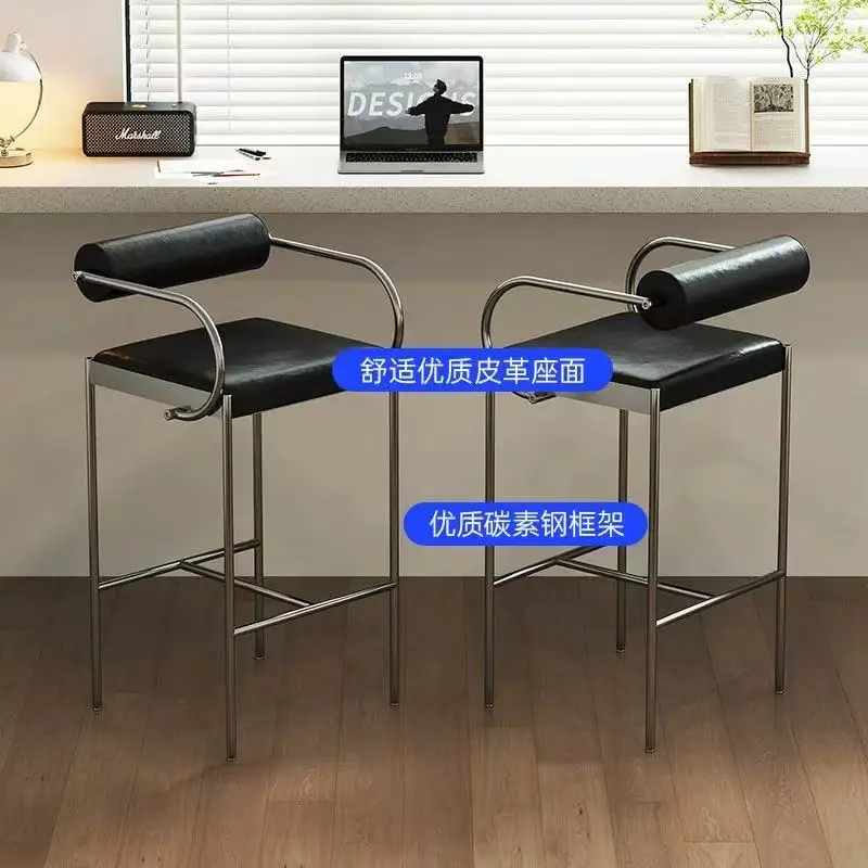 Krzesło barowe w stylu nordyckim, wysokie krzesło domowe, nowoczesne, proste, designerskie krzesło barowe do lady, krzesło z oparciem.