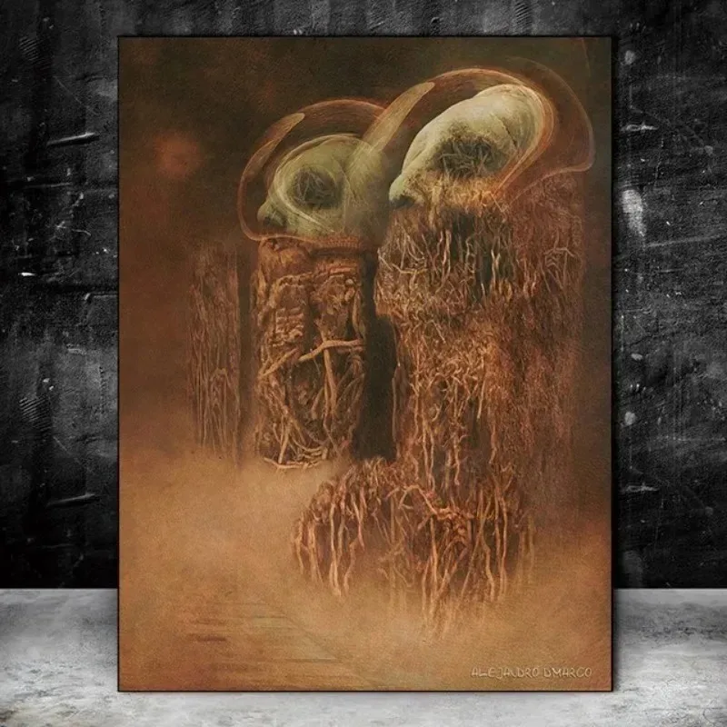 لوحة قماشية مصقولة سريالية ، لوحة جدارية لغرفة المعيشة ، ديكور المنزل ، طباعة ملصقات فنية ، فن جداري قوطي غامق