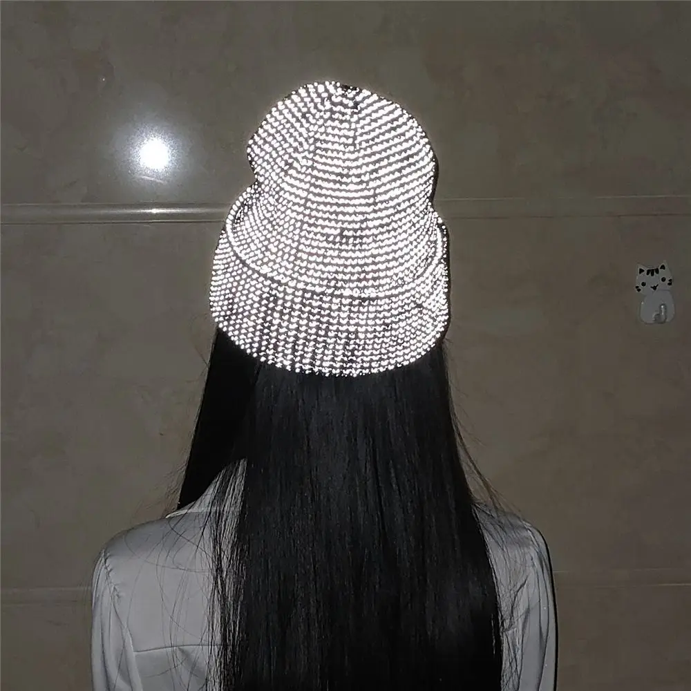 New Breathable Reflective Beanie Stretch Warm Knitted Hat Reflective Enhanced Visibility Sports Reflective Hat Unisex