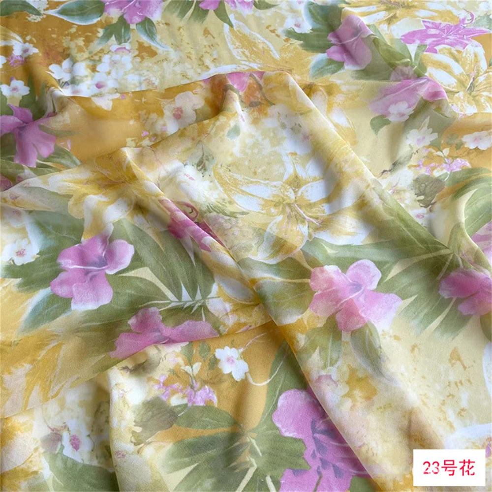 

100% Silk Georgette Silk Printed Fabric Elegant Mulberry Silk 12mm Thickness ,Women Dress Shirt Silk Fabric Soft Transparent