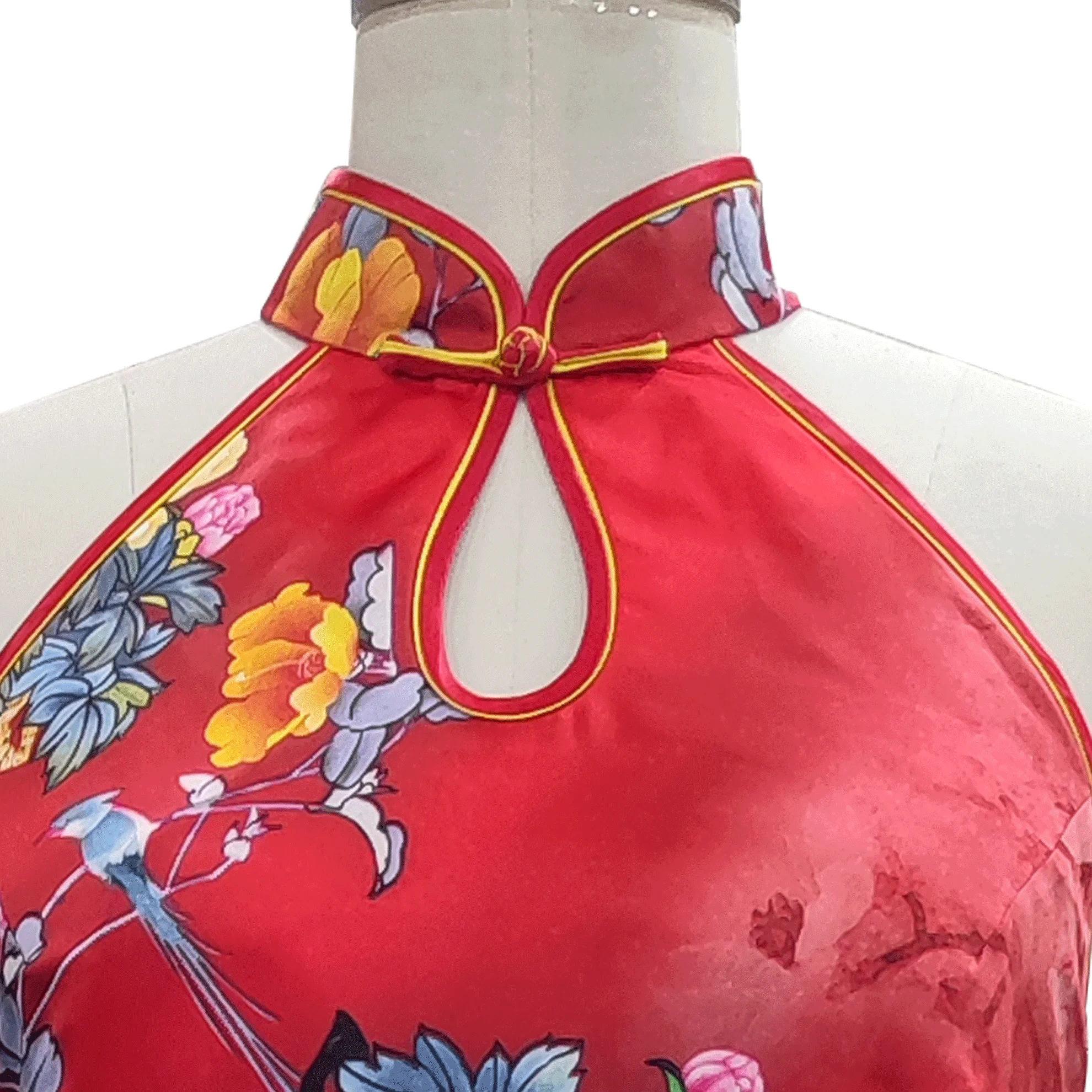 Tailored Slim Fit Style Red Printed Peony Cheongsam By Tailor Shop