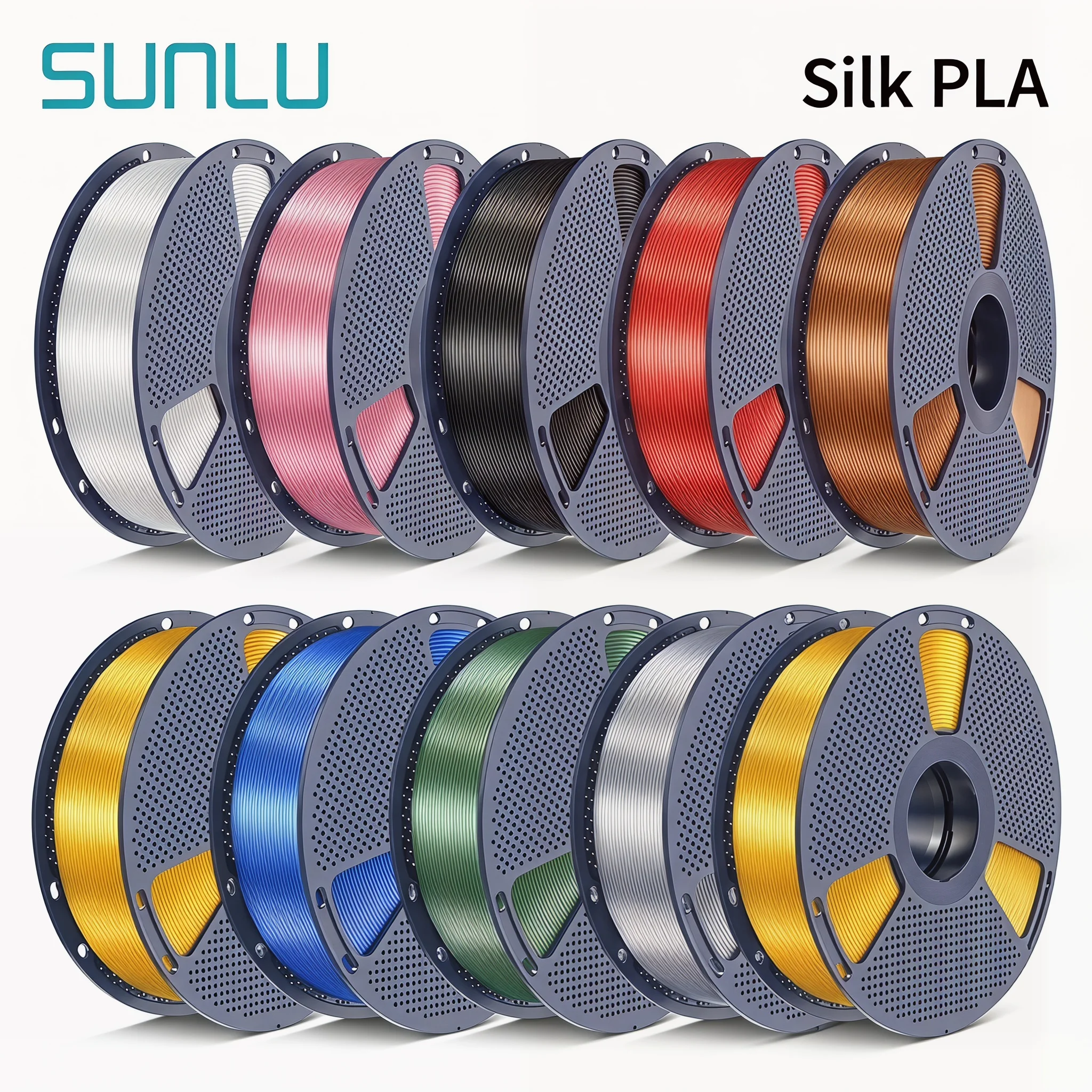SUNLU Seiden-PLA-Filament 1kg 1,75mm 1 Rolle/kg (2,2lbs) Für 3D-Drucker, ordentlich gewickelt, reibungsloser Druck