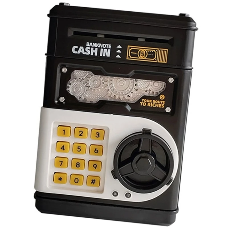 XXFE Electronic Money Box for Kids with Keypad Controls and Round Handle, Holds and Draws Banknotes Inside for Saving