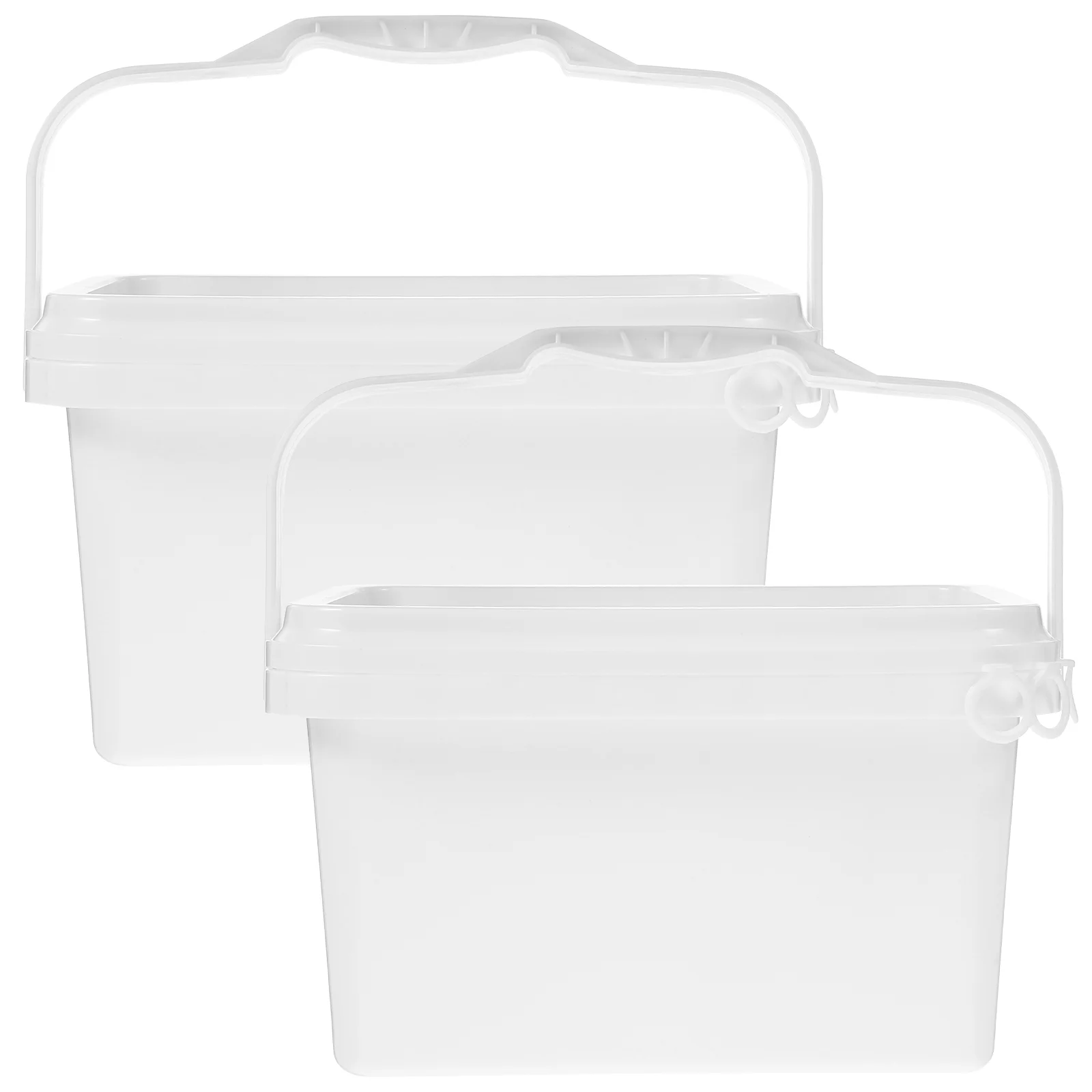 

2 Pcs Paint Bucket Pail With Lid Outdoor Plastic Bin Storage Holder Pp Favor Containers