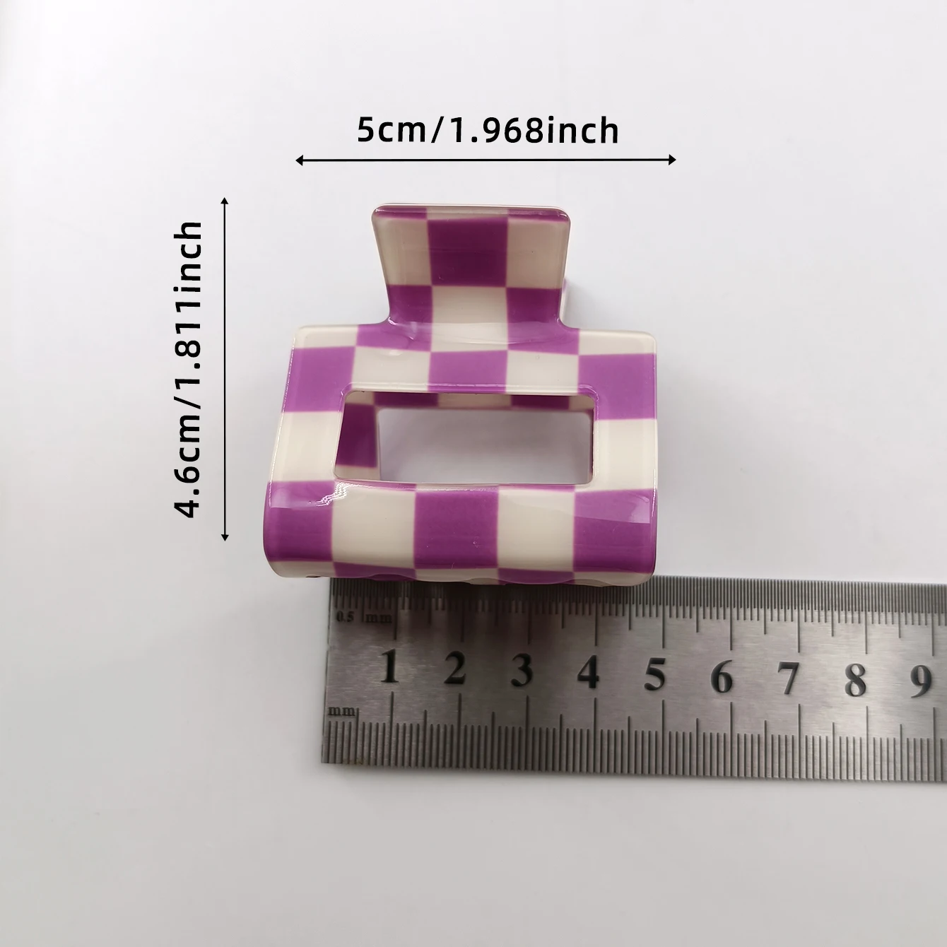 5 cm große, bunte, karierte rechteckige Haarspangen für Damen und Mädchen, modische Haarspangen zum Stylen, Haarklammern, Haar-Accessoires – Detail 3