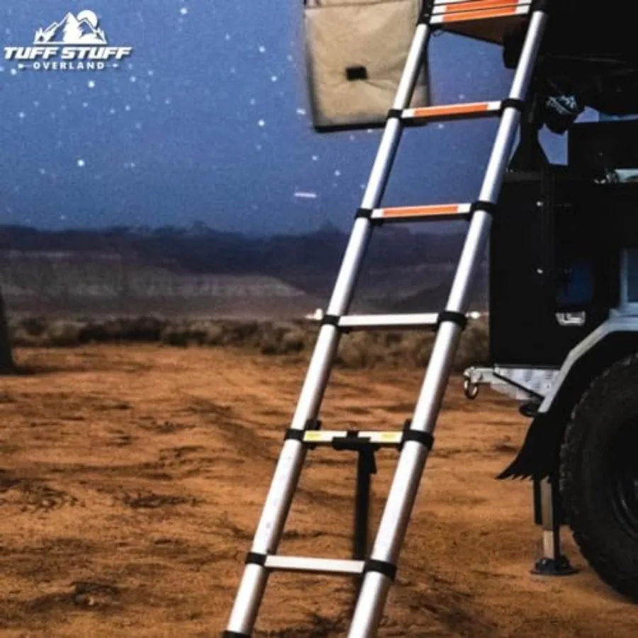 

Overland TS-LDR-Tele-2.6M Roof Top Tent Telescoping Extension Ladder 102 Inch 330 Load Capacity Aluminum Silver