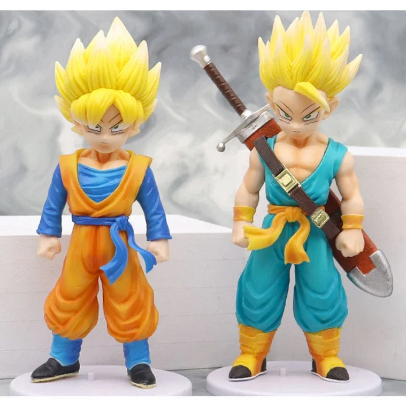 Dragon Ball anime Torankusu Goten Super Saiyan action figure cute cake ornament figurine Collection Model toys birthday kid gift