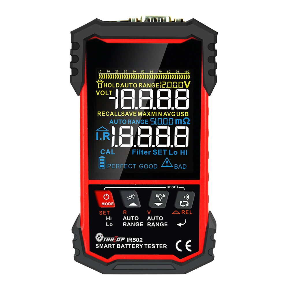 IR500/IR502 Battery Internal Resistance Tester High Precision 120V 0.000mω-500ω Battery Internal Resistance Meter 4-Wire Test