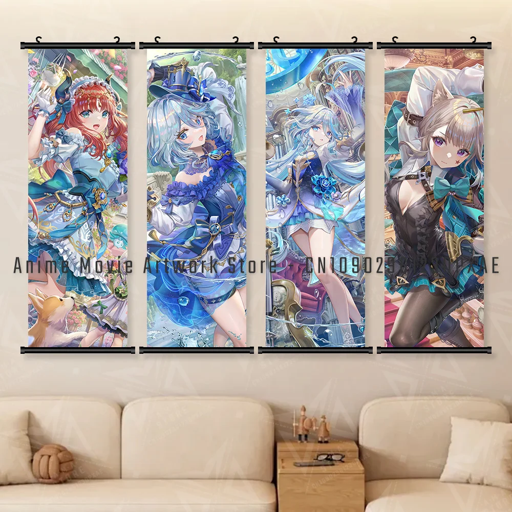 Genshin-Juego de impacto para decoración del hogar, impresiones en Hd, póster, rollos de imágenes, obra de arte de pared de habitación Raiden Shogun, pintura colgante en lienzo