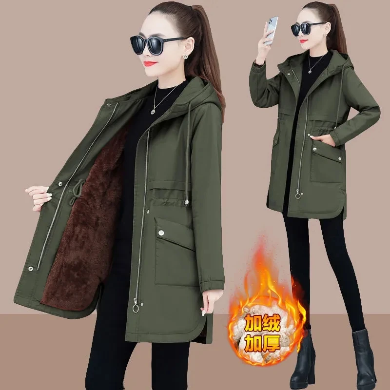 Women's Fleece Warm Thick Coat 2022 New Autumn And Winter Leisure Jian Yuepai Overcomes Korean Hooded Loose Fashion Casual Coat