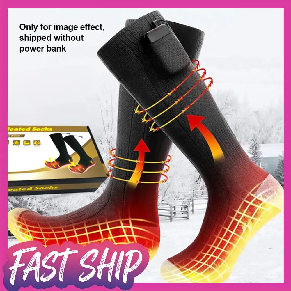 

Носки унисекс с электрическим подогревом, дышащие термоизолированные носки, моющиеся, перезаряжаемые для зимнего катания на лыжах, езды на велосипеде