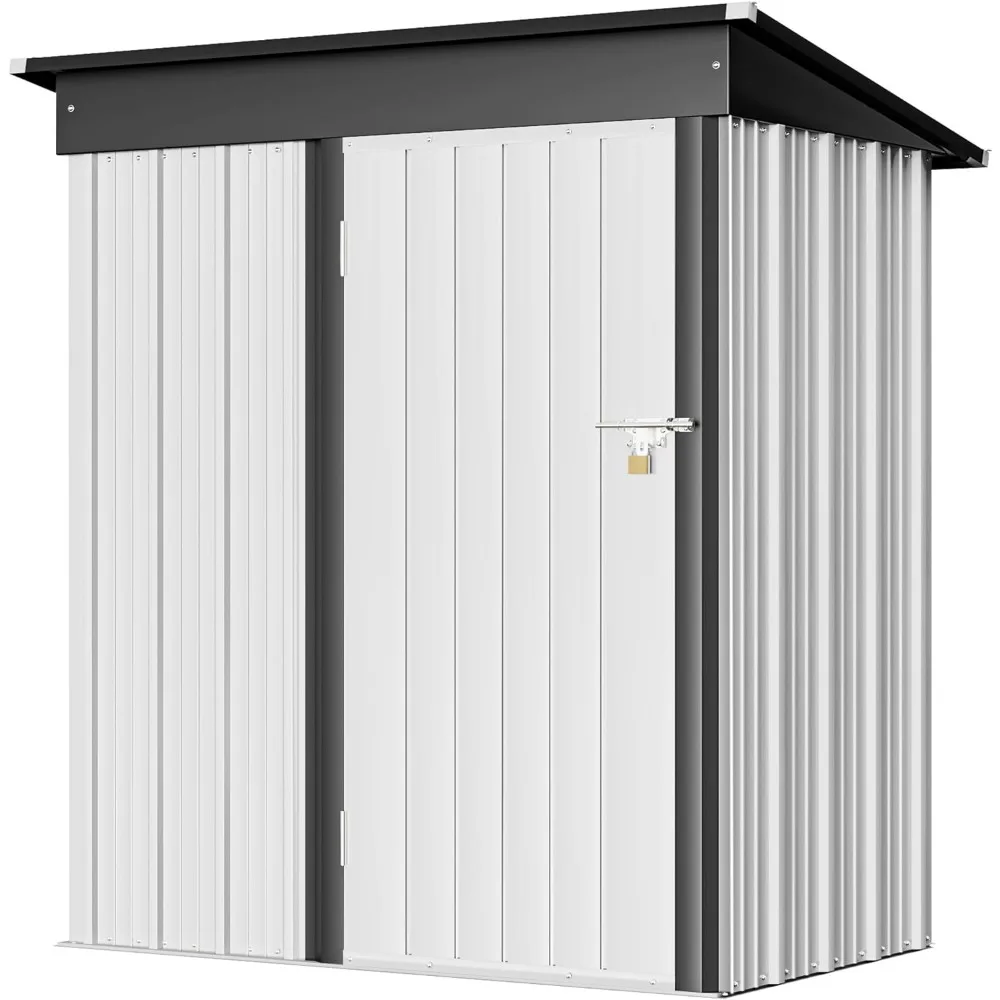 Metal outdoor storage shed 5 feet x 3 feet, steel utility tool shed storage room with door and lock, outdoor storage room