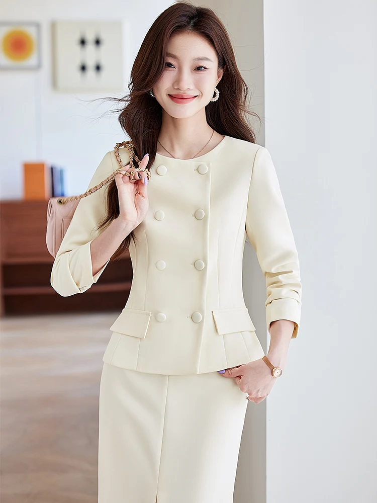 High Quality Fabric Elegant Styles Formal Business Suits with Blazer Coat and Skirt Professional Women Career Interview Outfits