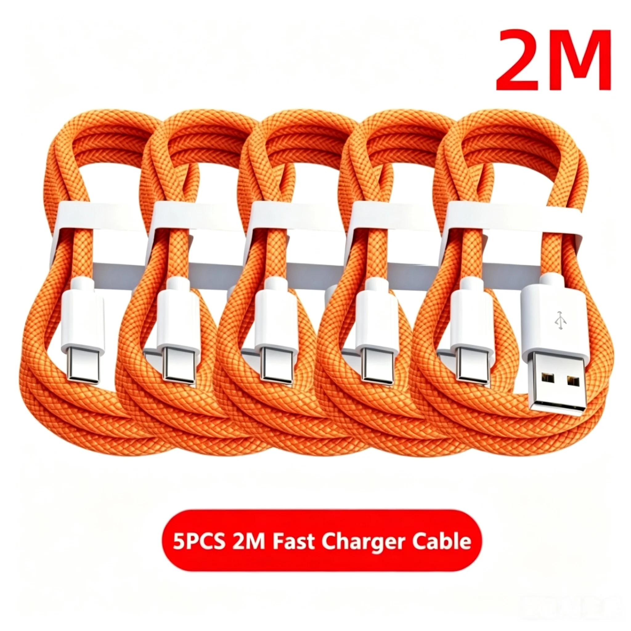 5 stuks USB A kabel naar USB C 240W snellaadkabel ondersteunt snelladen voor iPhone 17 16 15 Samsung Huawei Xiaomi enz.