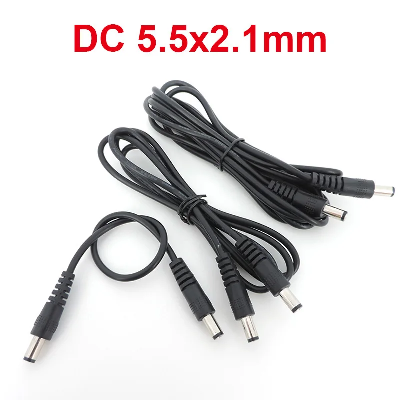 0.5m/1M/2M 12V DC Power supply Connector Extension Cable Male To Male Plug 5.5 x 2.1mm CCTV Camera Adapter Cords E1