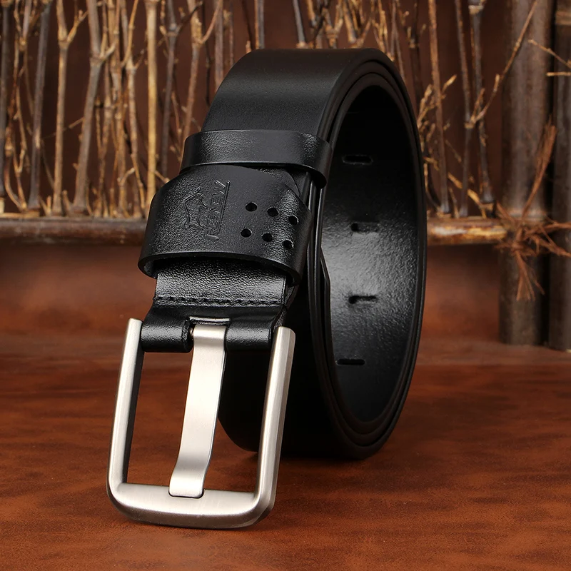 

3.8CM High Quality Fashion Belts for Men Retro Cowskin Genuine Leather Belt Men's Leather Belt For Jeans Black and Coffee Color