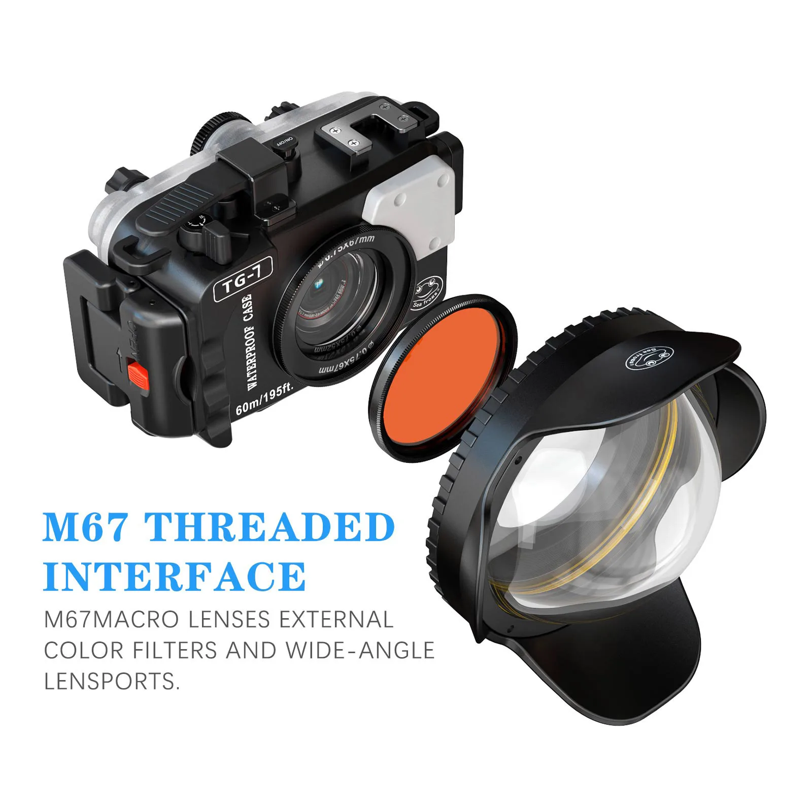 Seafrogs New Arrival 60 Meters Waterproof Camera Housing for Olympus Tough TG-7 Camera Professional Diving Photography Case Tg7