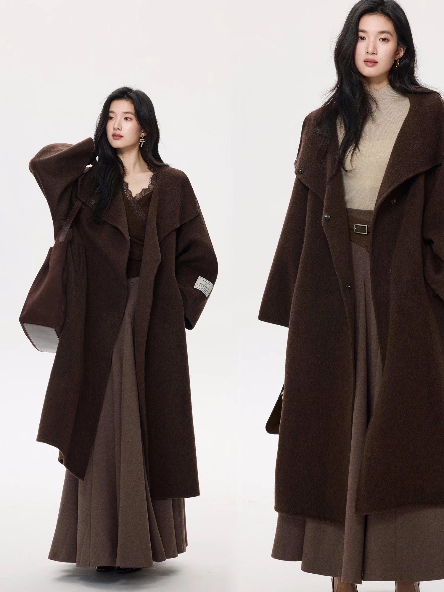 

Шерстяное пальто из верблюжьей шерсти, теплое, средней длины, зимняя верхняя одежда, эксклюзивно для электронной коммерции, новинка 2025 года