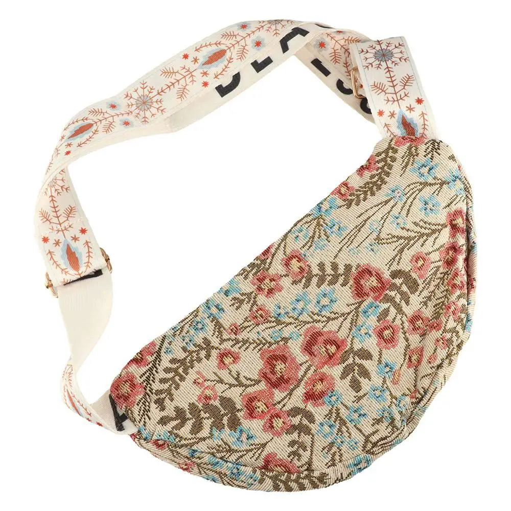 

Casual Nylon Canvas Crossbody Bag Large Capacity Zipper Canvas Chest Bag Handbag Phone Bag Flower Waist Bag Streetwear