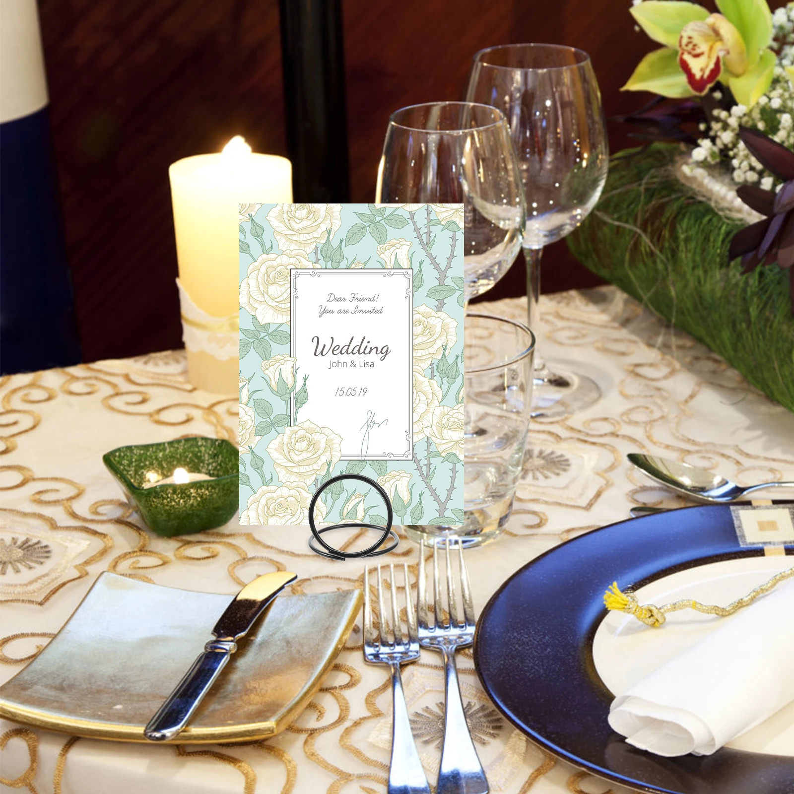 6pcs Metal Note Clips Black Double Layer Round Ring Memo Holder Wedding Table Number Holders Place Card Clips Mini Desk Holders