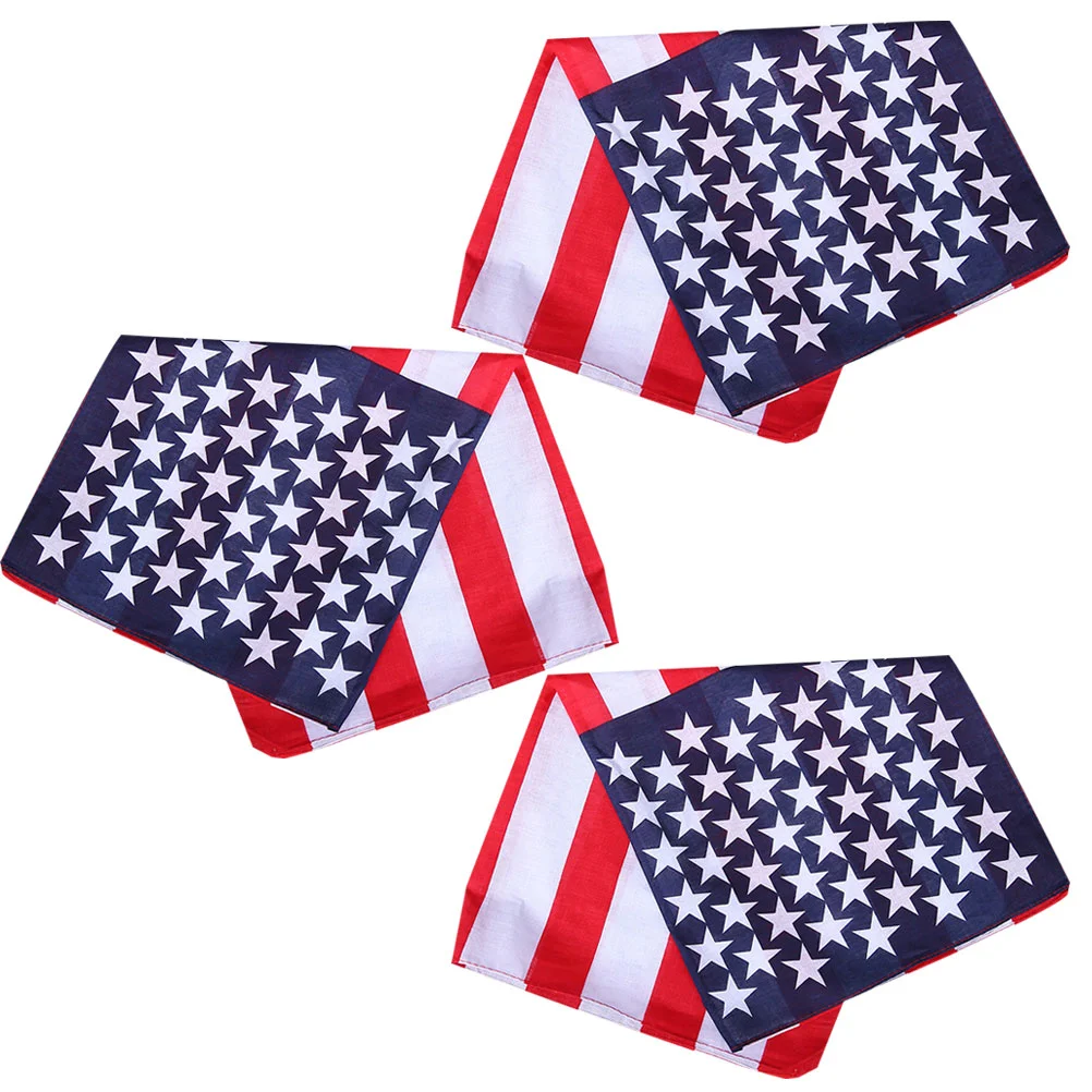 3pcs USA Flag Headscarf Flag Bandanas American Flag Headband Hip Hop Headscarf Patriotic Headwear 4th of July Confederate