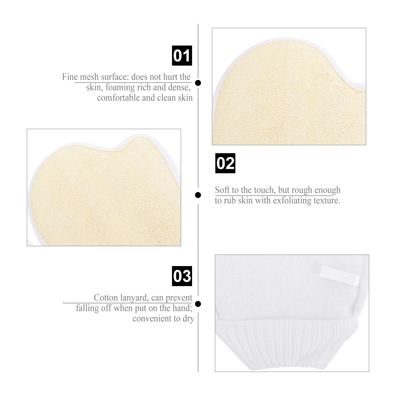 

2Pcs Natural Loofah Bath Gloves Exfoliating Shower Scrub Gloves for Full Body Use Gentle on Skin Deep Clean Labor Saving Design