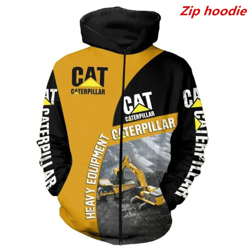 New autumn fashion men\'s hoodie 3D printing large excavator unisex casual zipper hoodie Harajuku street sweatshirt HSK020