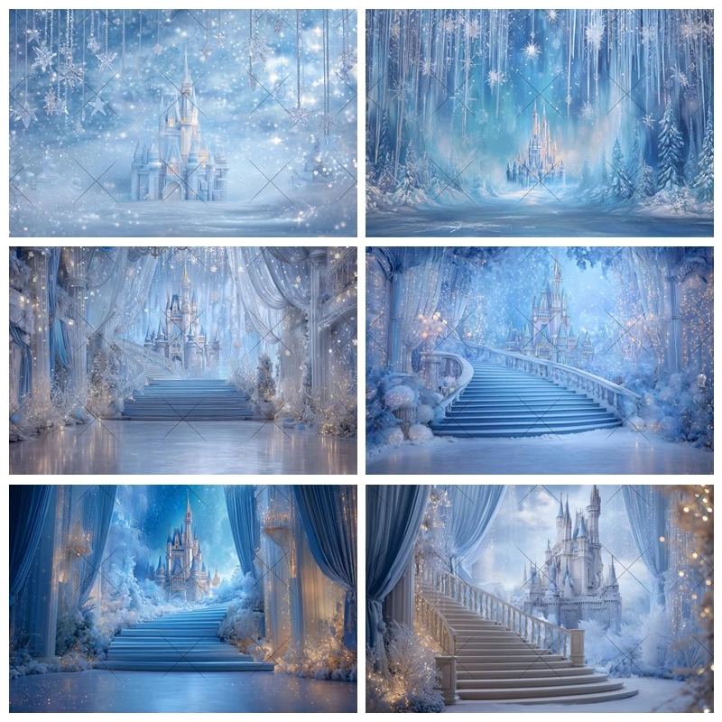 Snow Frozen Photography Backdrop Birthday Party Cake Smash 1St Birthday Winter Wonderland Ice Photo Background Snowflake Decor