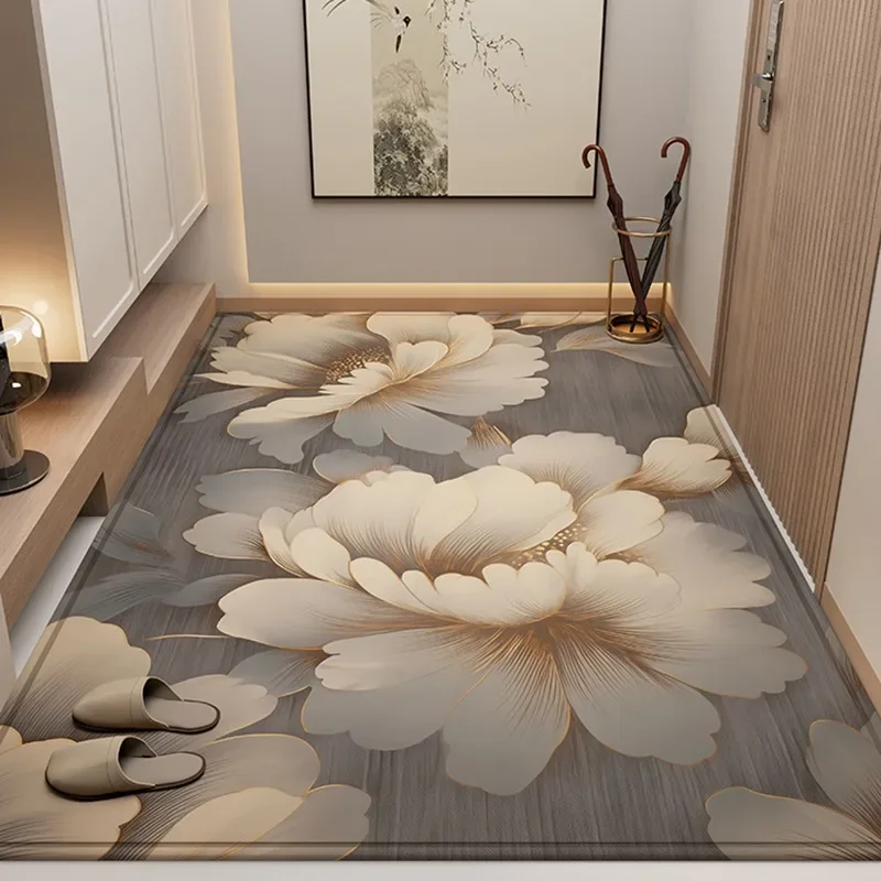 Retro Flower Pattern Entry Carpet Light Luxury Living Room Decoration Home Carpets Comfortable Easy Care Creative Geometric Rugs