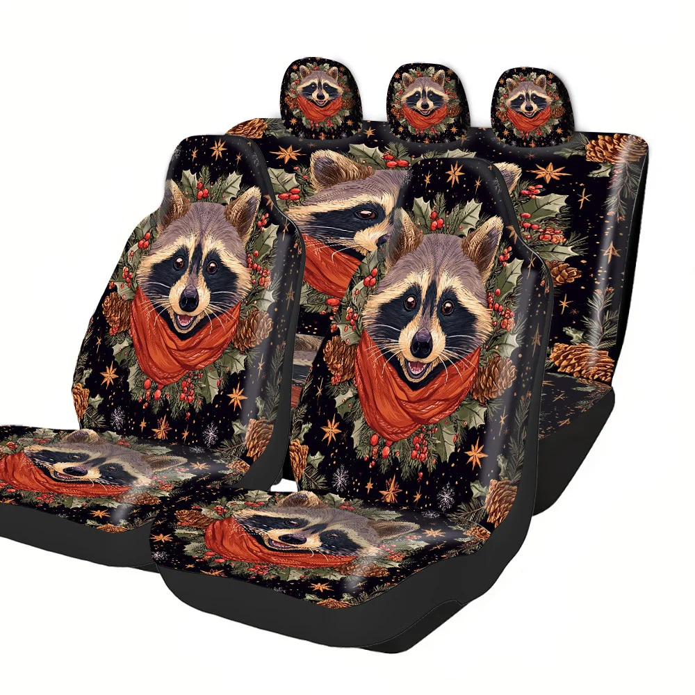 Car Seat Covers - Halloween Christmas New Year Easter Festive Raccoon Plants Themed Auto Seat Covers Lucky Gift For Friends Fit