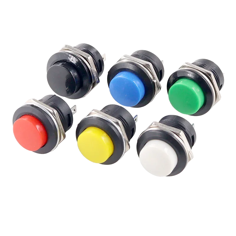 100pcs/lot R13-507 Button switch Non Lock Self-resetting Button Power Switch Mounting Hole 16mm