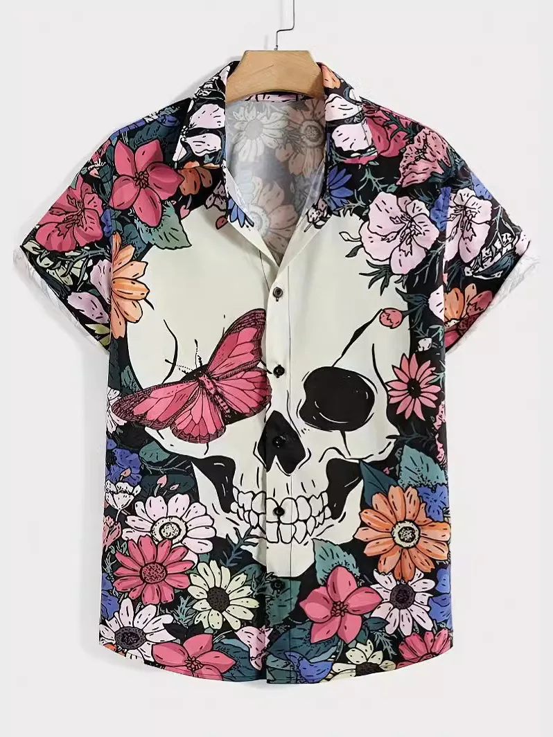 

3D цифровой геометрический принт с лацканами и пуговицами ort Sve Cool Feeling Regular Fit Youth Summer Faion Casual irt