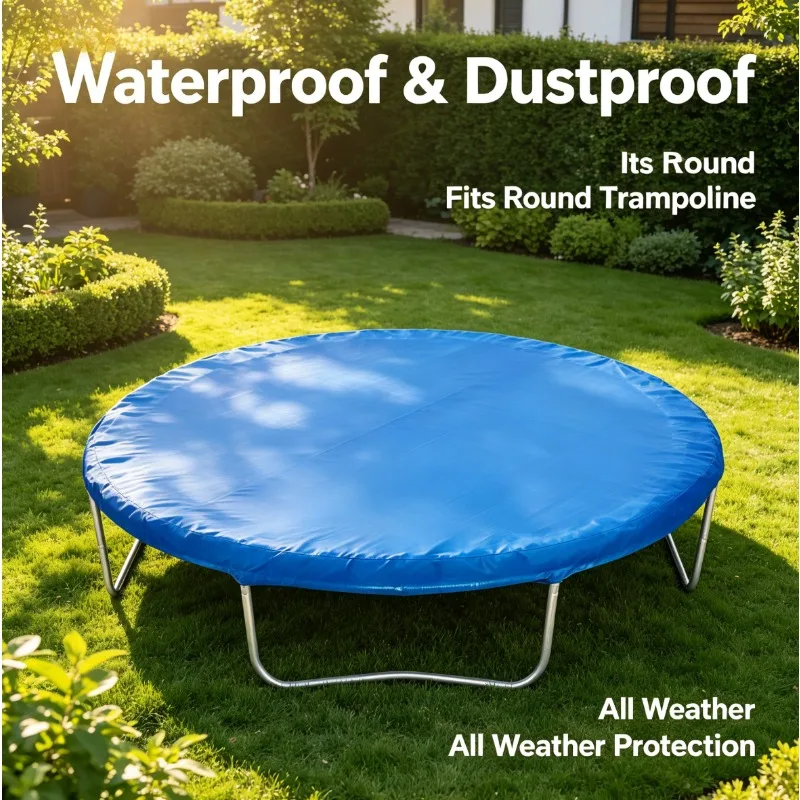 6/8/10/12 Ft Outdoor Trampoline Cover Rain Cover Dust-proof Foldable Outdoor Supplies Weather Protection Trampoline Accessories