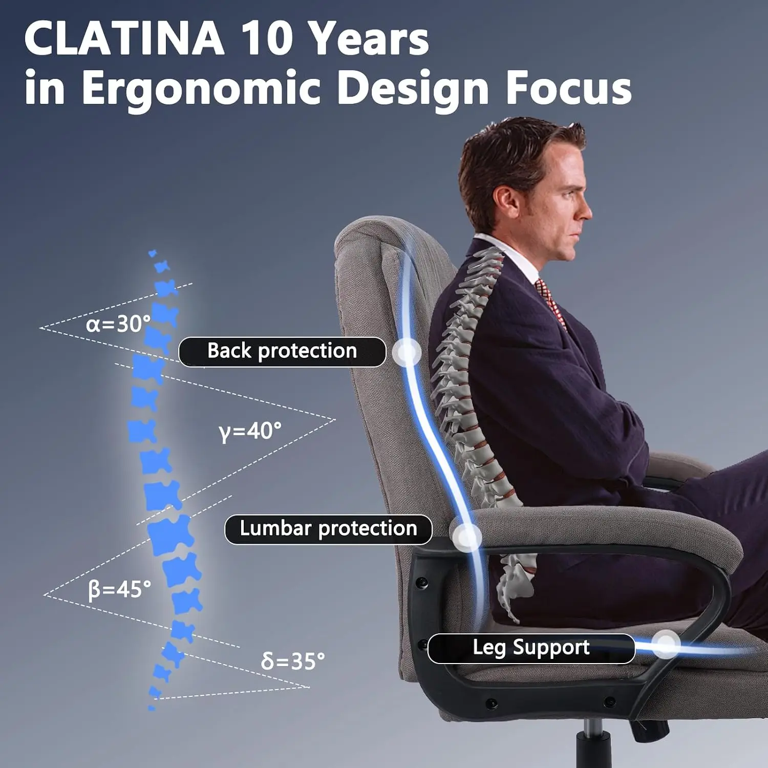 Fabric Office Chair, Adjustable Swivel Desk Chair with Armrests & Wheels, Ergonomic Task Chair, Brown, 350 LBS, Customized