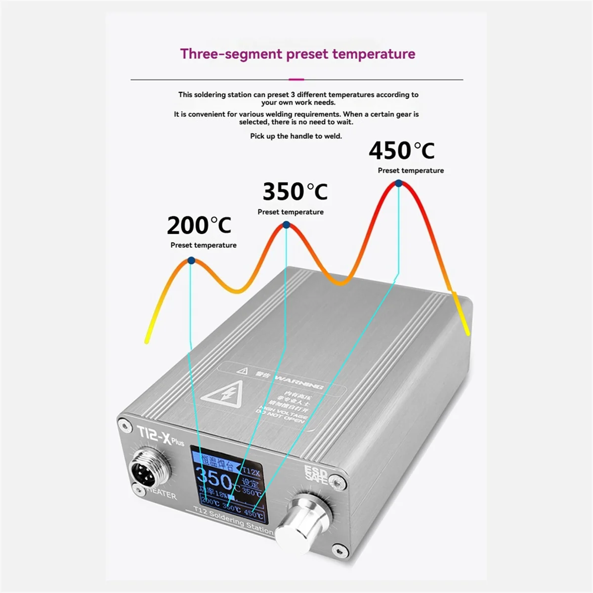 T12-X Plus Solder Station 75W Display Constant Temperature with T12 Tips for Mobile Phone Repair Welding Tools UK Plug