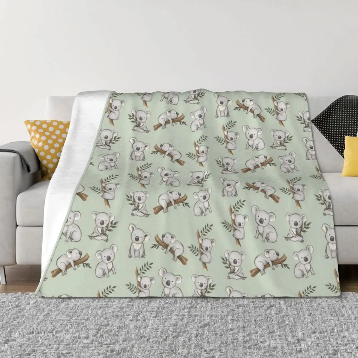 

Aussie Animals: Cute Koalas Set Throw Blanket Shaggy For Decorative Sofa Luxury Throw Sofa Quilt Blankets