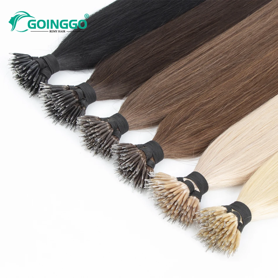 Nano Tip Hair Extensions Real Human Hair White Blonde Body Wave Nano Ring Hair Extension Pre Bonded Keratin Human Hair 50Pcs/50g