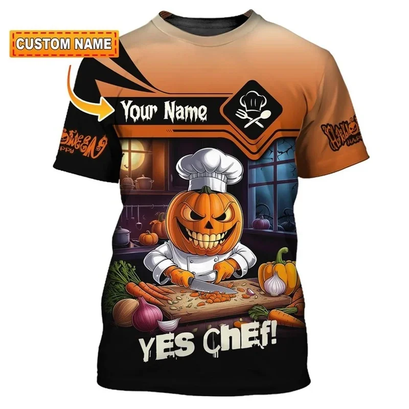 Summer Fashion Men's Printed T-Shirt Chef Custom Casual Loose Short Sleeve Round Neck Size Comfortable Short Sleeve Top Quick Dr