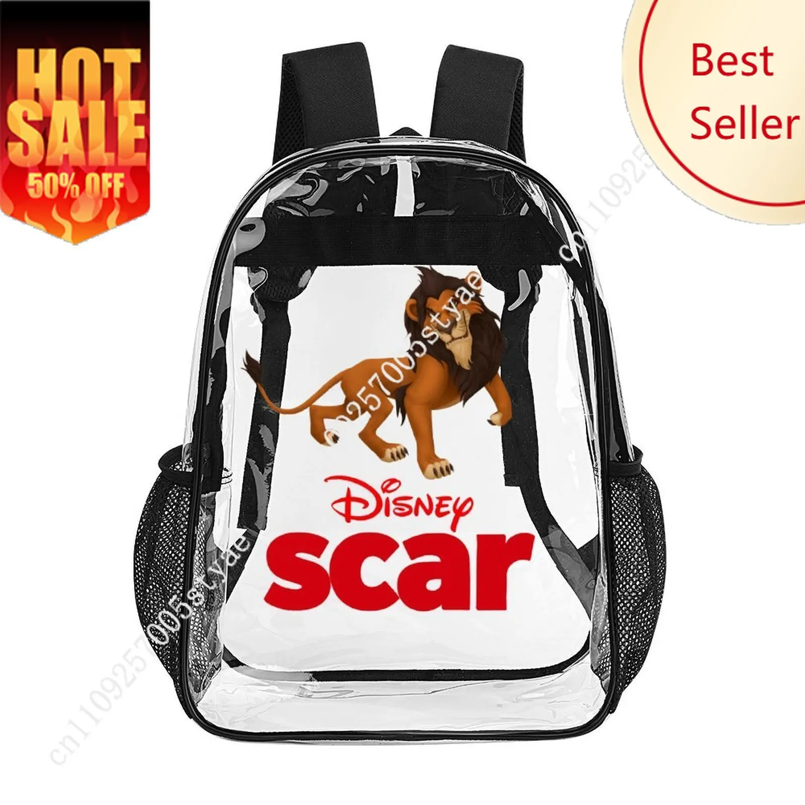 

Scar Transparent Backpack Disney Cartoon Decorative Adult Bags Design Yourself Photo Logo Text Customized Party Festival Gift
