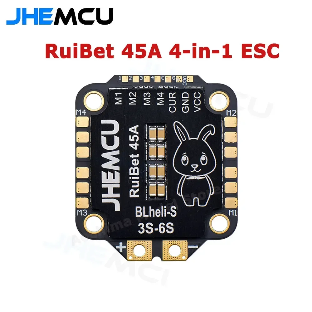 

JHEMCU RuiBet 45A blheli _ S Dshot600 3-6S Бесщеточный 4 в 1 ESC 30x30 мм для FPV контроллера свободного полета, элементы для самостоятельной сборки