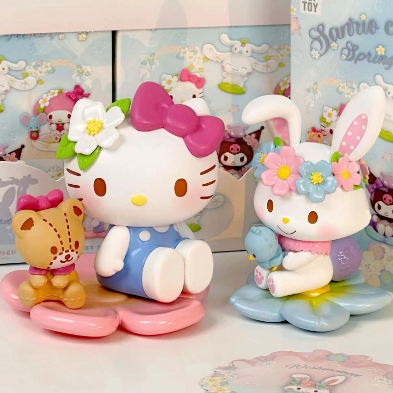 

Sanrio Family Flower Series Cute Collectible Figurines Trendy Blind Box Toys Lovely Display Gifts Toy Model Collectors Item