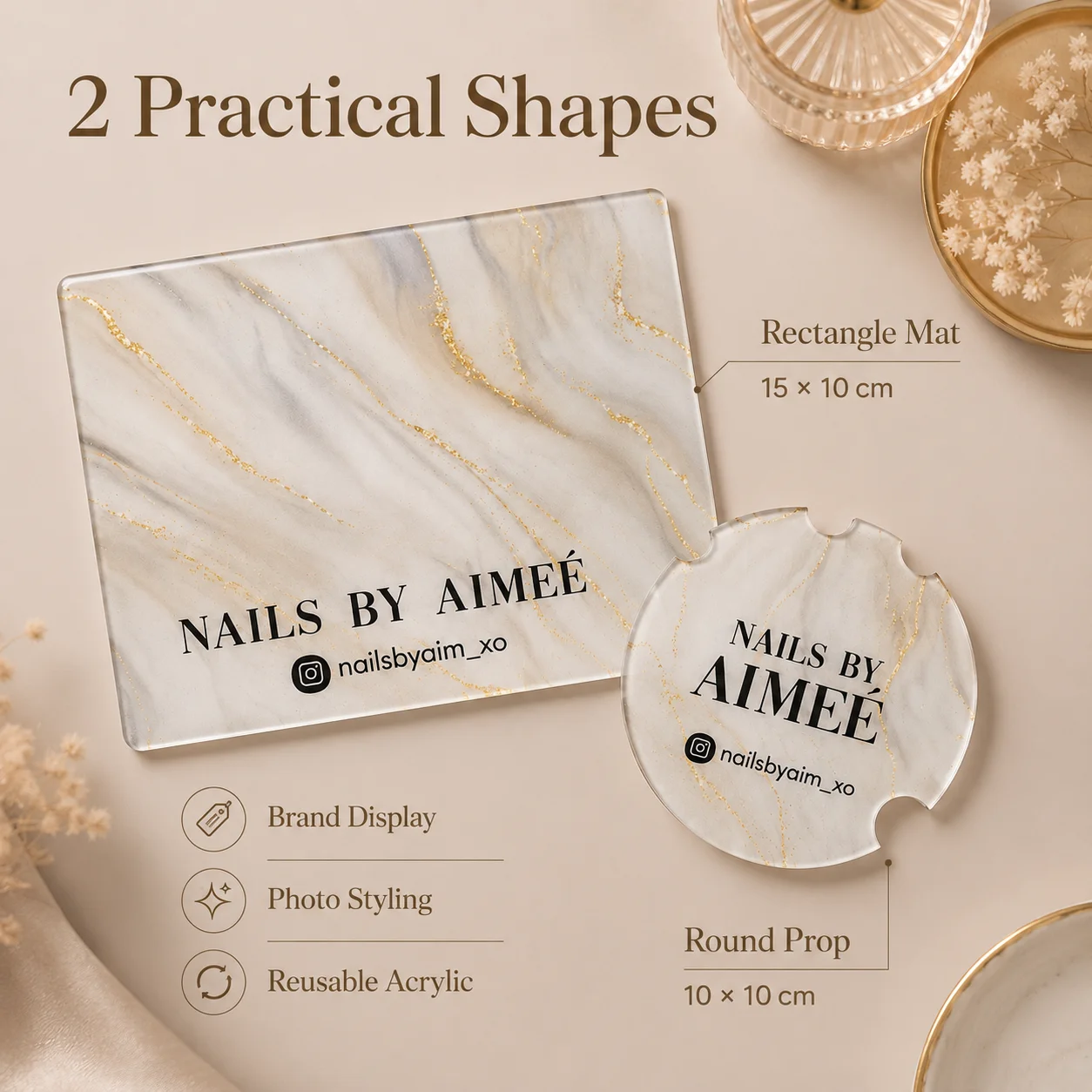 Personalized Acrylic Nailfie Shooting Disc Custom Logo Text Clear Manicure Display Board For Nail Artist Nail Content Making