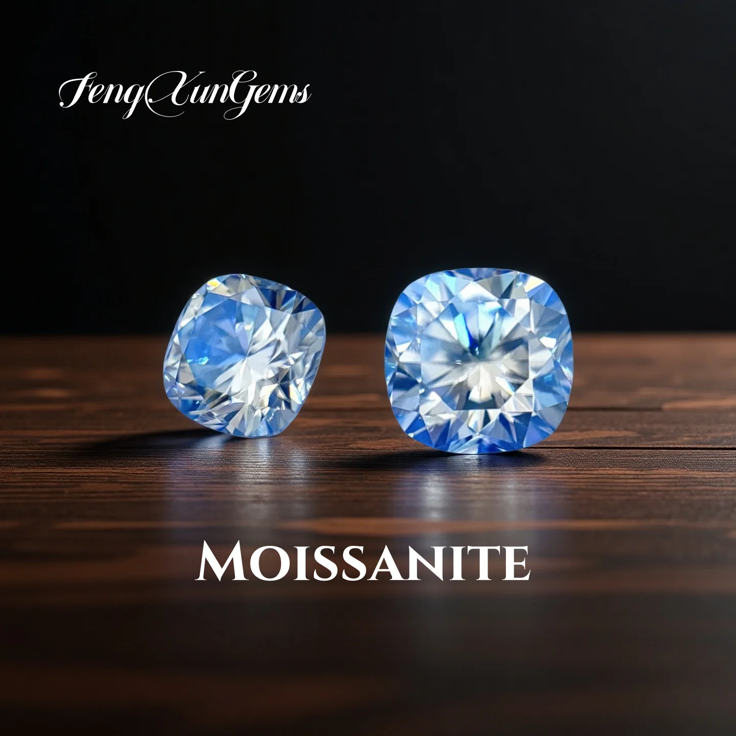 

Cushion Cut Moissanite Stone Ice Blue Synthetic Gemstone For Jewelry Inlay Passed diamonds Tester Comes With GRA Certificate